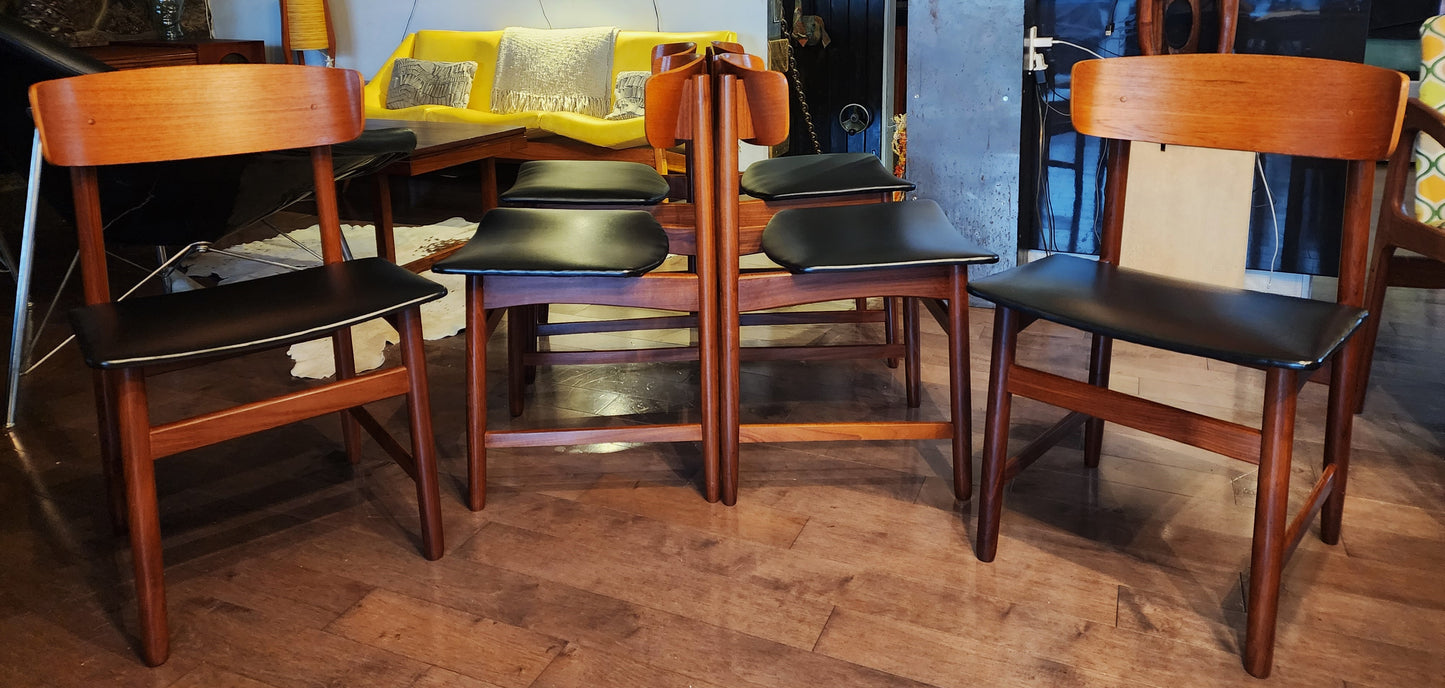 6 REFINISHED Danish Mid Century Modern Teak Dining Chairs