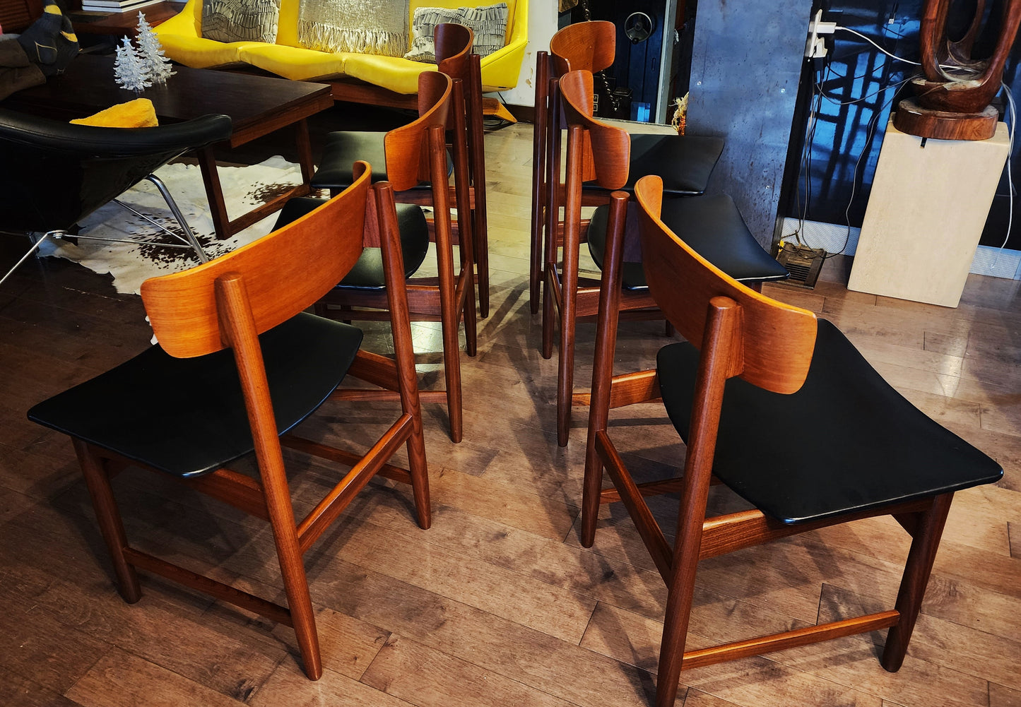 6 REFINISHED Danish Mid Century Modern Teak Dining Chairs
