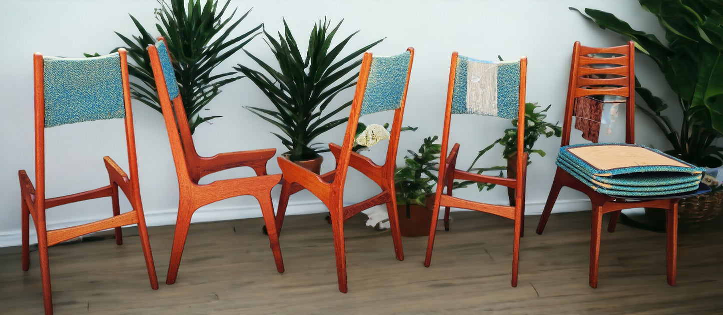 4 REFINISHED REUPHOLSTERED Danish Mid Century Modern Teak Chairs by Korup Stolefabrik