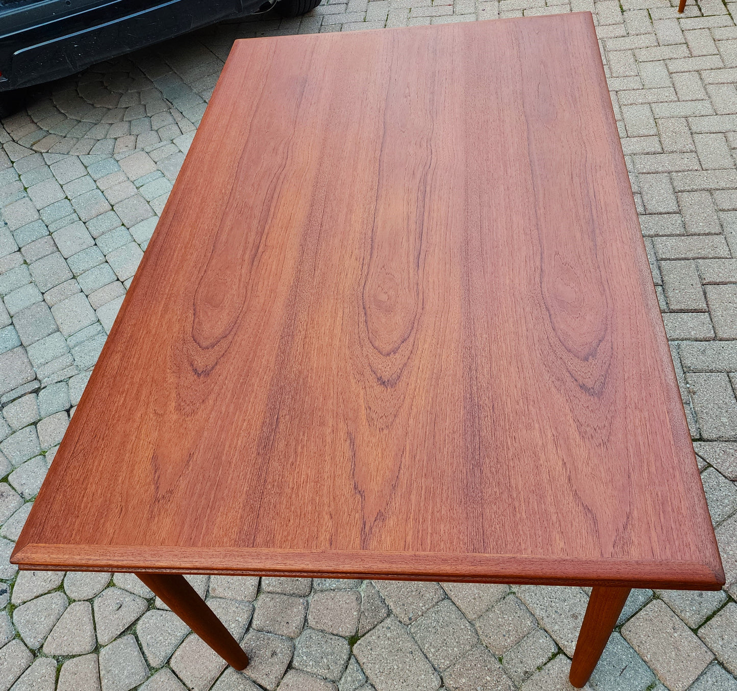 REFINISHED Danish Mid Century Modern Teak Table Draw Leaf, 54"- 96"