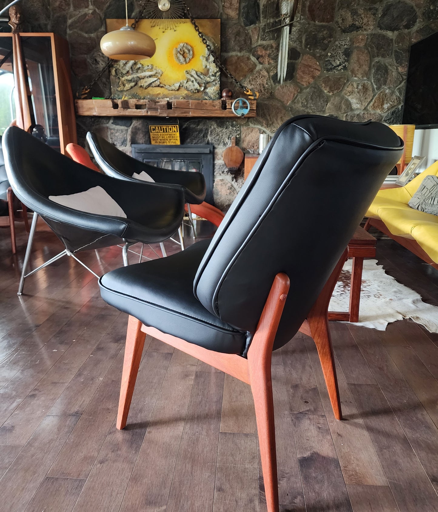 REFINISHED REUPHOLSTERED Danish Mid Century Modern Teak Framed Easy Chair