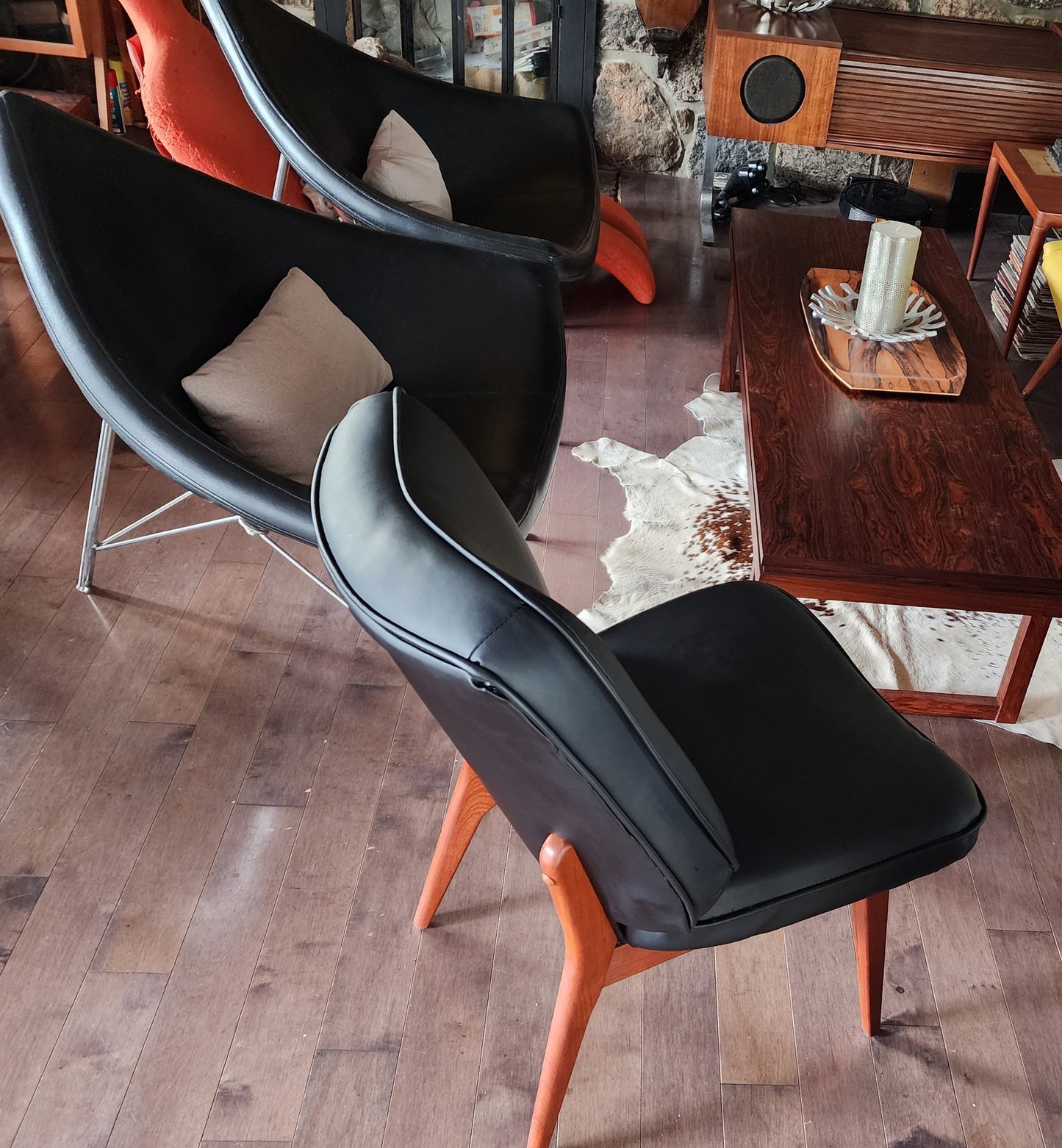 REFINISHED REUPHOLSTERED Danish Mid Century Modern Teak Framed Easy Chair