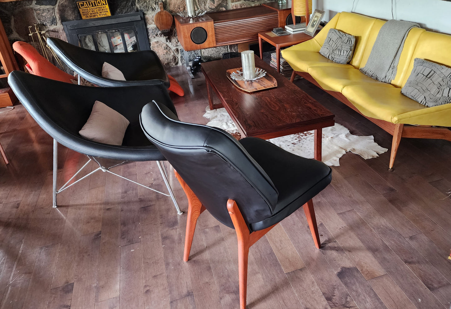 REFINISHED REUPHOLSTERED Danish Mid Century Modern Teak Framed Easy Chair