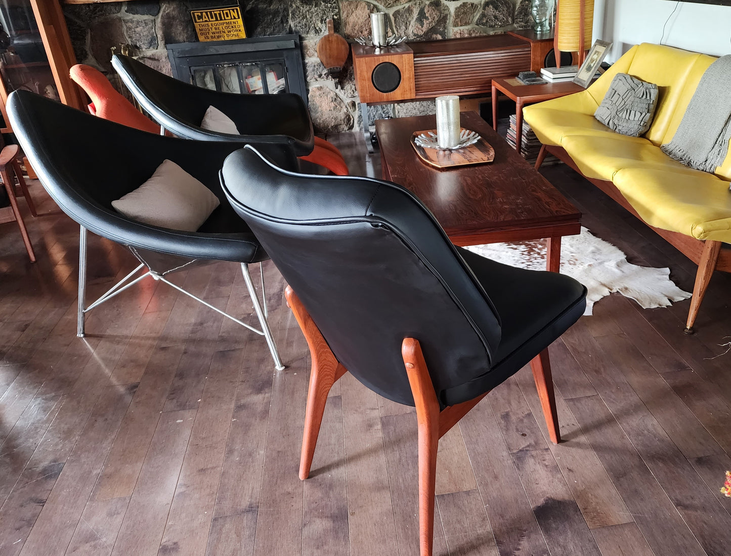 REFINISHED REUPHOLSTERED Danish Mid Century Modern Teak Framed Easy Chair