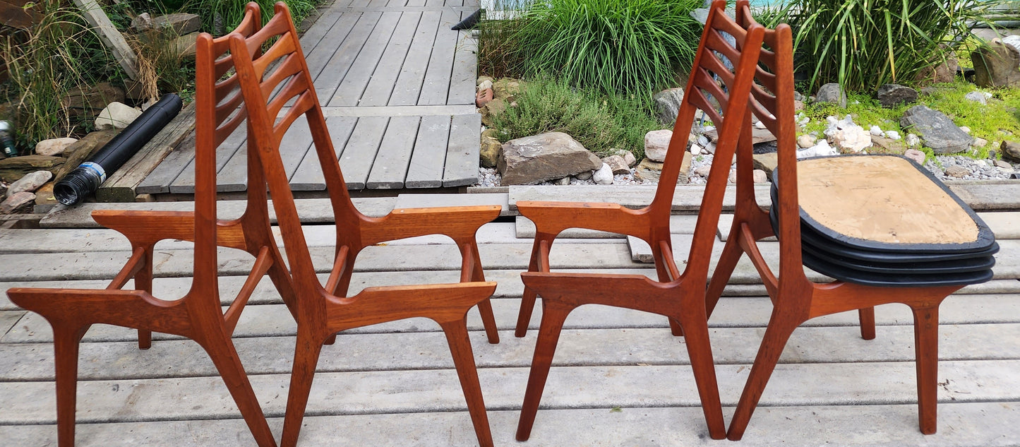 4 REFINISHED Danish Mid Century Modern Teak Chairs Model 83 by Boltinge
