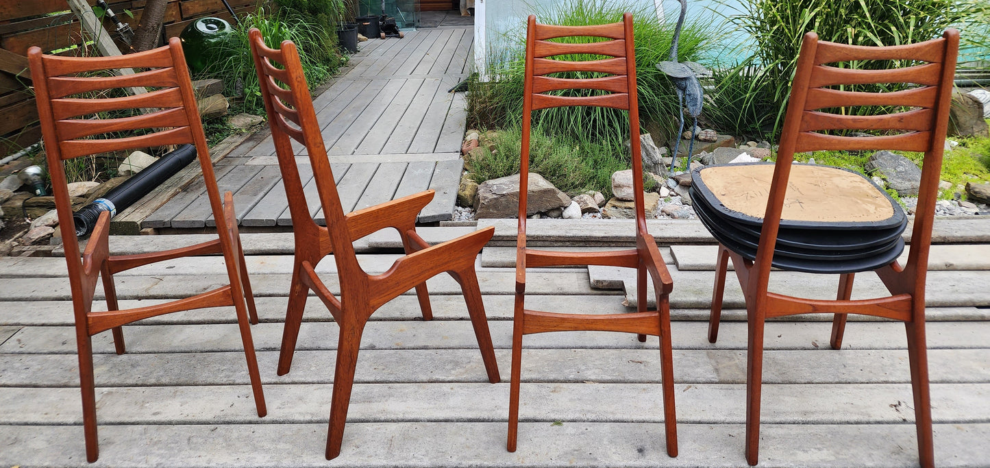 4 REFINISHED Danish Mid Century Modern Teak Chairs Model 83 by Boltinge