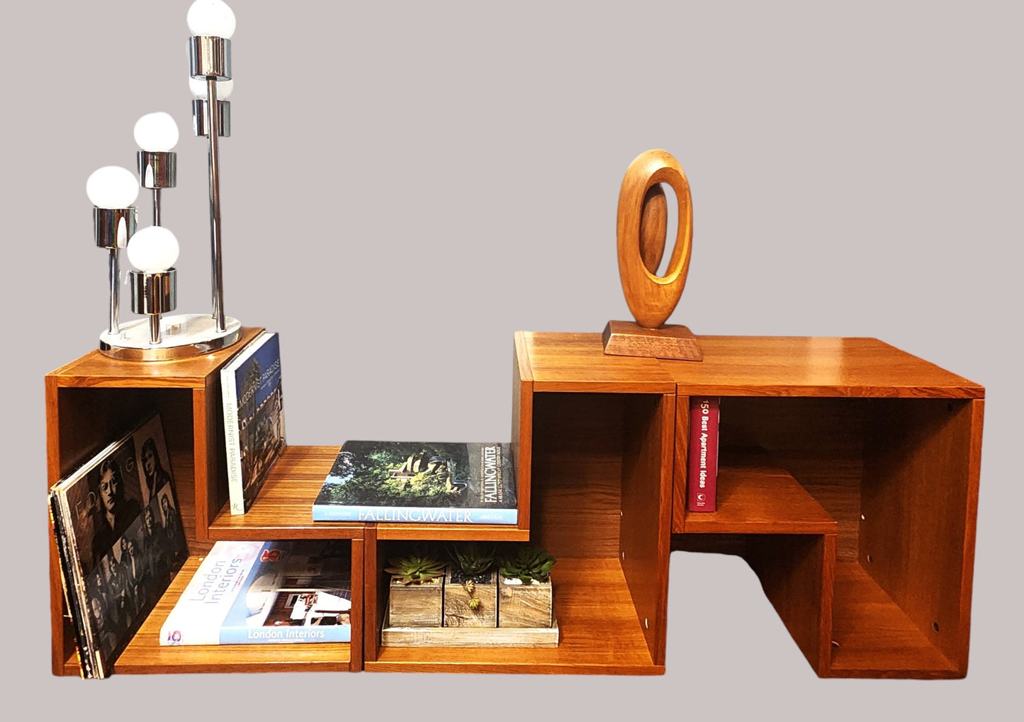 RESTORED Danish Mid Century Modern Teak Modular Nesting Bookcases