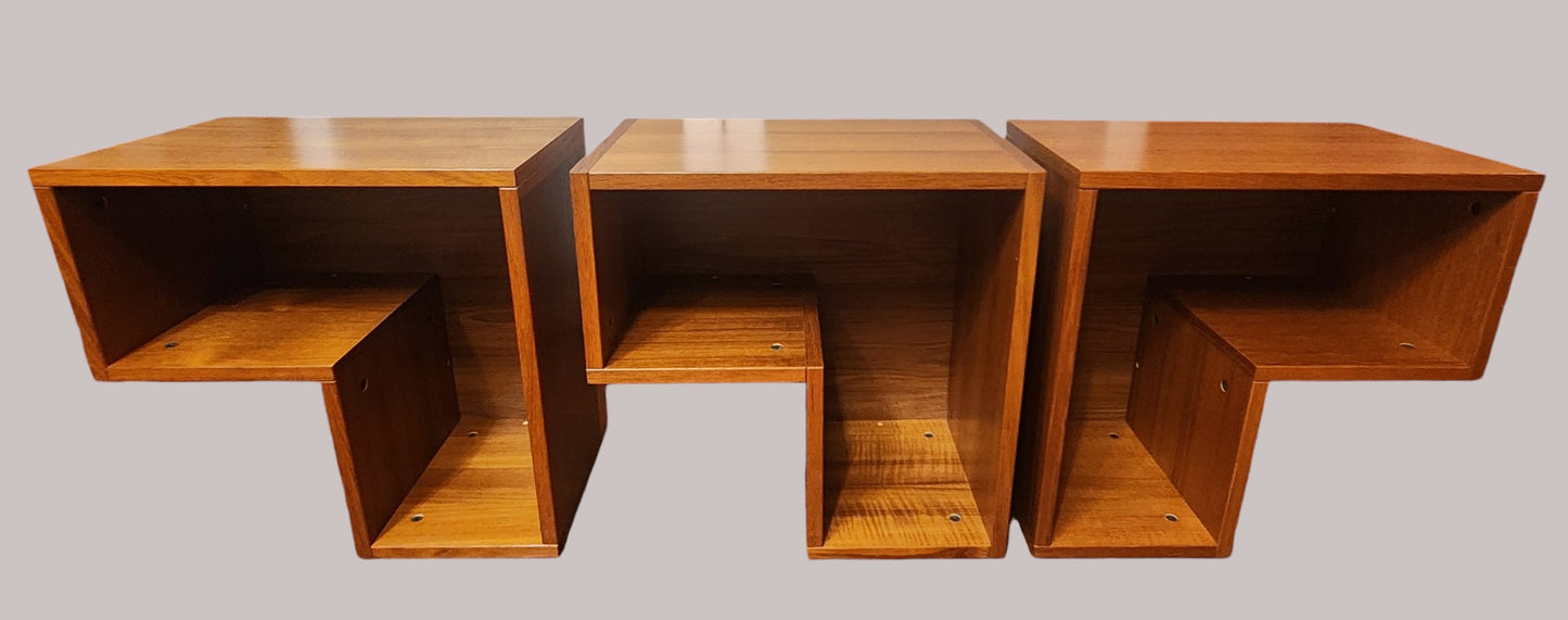 RESTORED Danish Mid Century Modern Teak Modular Nesting Bookcases