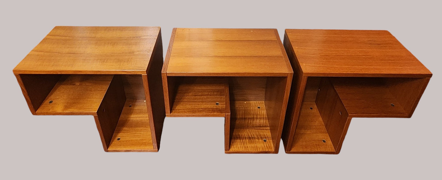 RESTORED Danish Mid Century Modern Teak Modular Nesting Bookcases