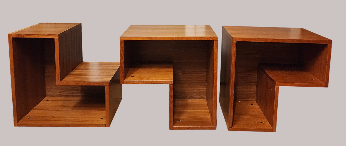 RESTORED Danish Mid Century Modern Teak Modular Nesting Bookcases