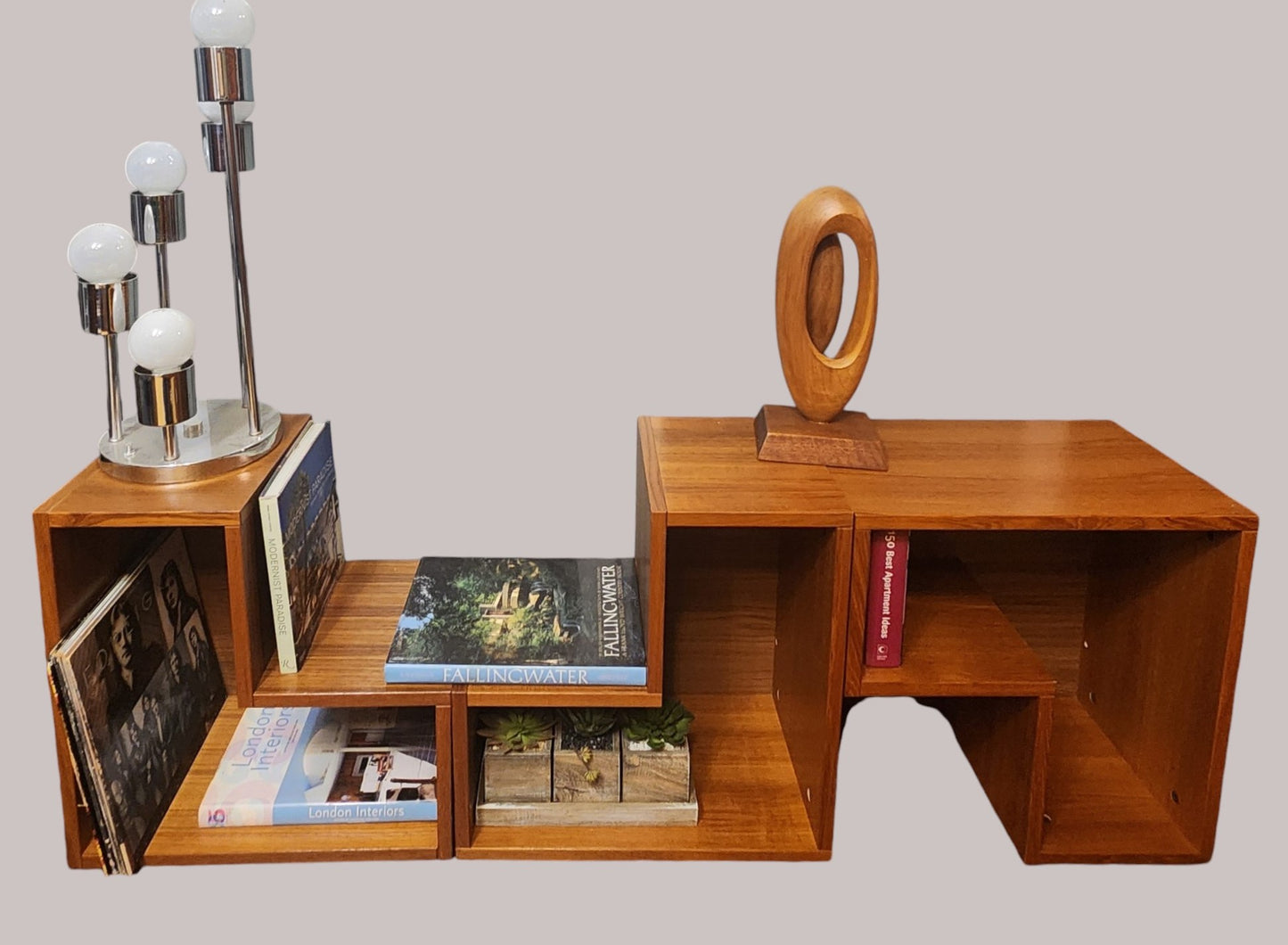 RESTORED Danish Mid Century Modern Teak Modular Nesting Bookcases