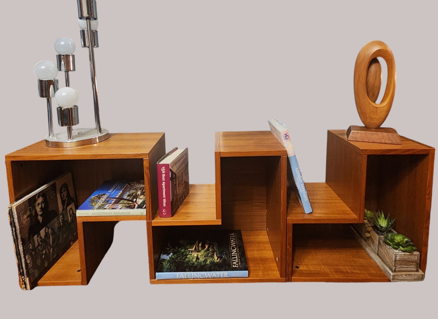 RESTORED Danish Mid Century Modern Teak Modular Nesting Bookcases