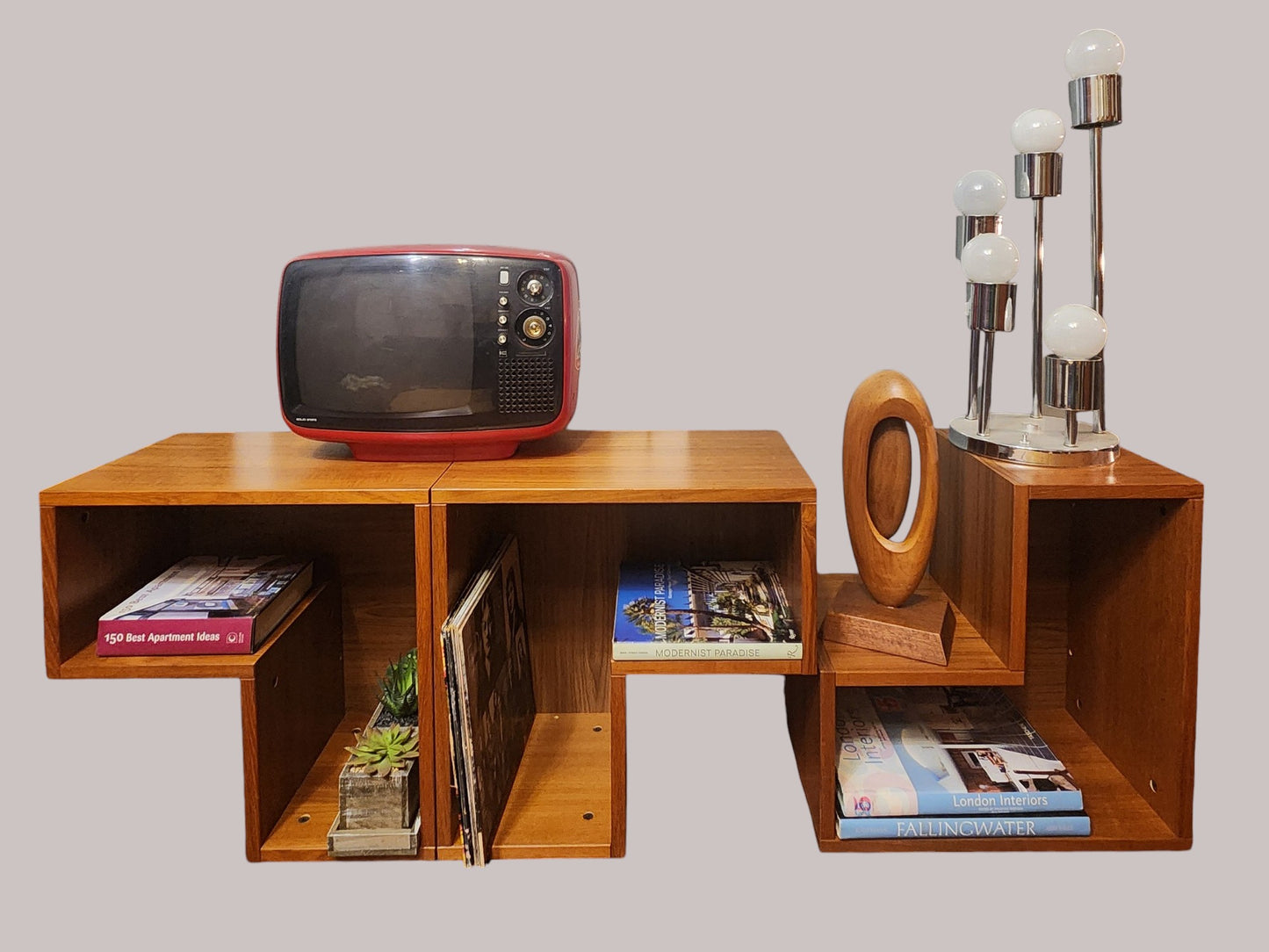 RESTORED Danish Mid Century Modern Teak Modular Nesting Bookcases