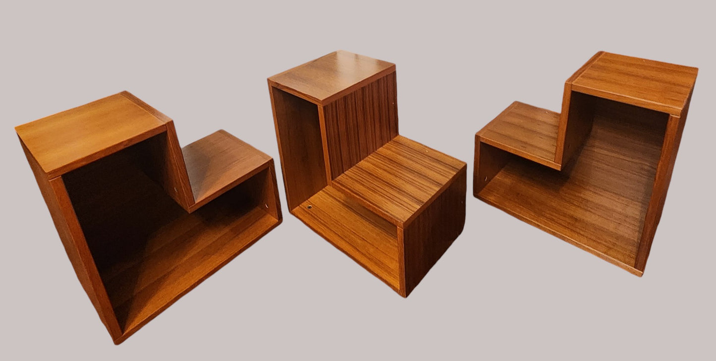 RESTORED Danish Mid Century Modern Teak Modular Nesting Bookcases