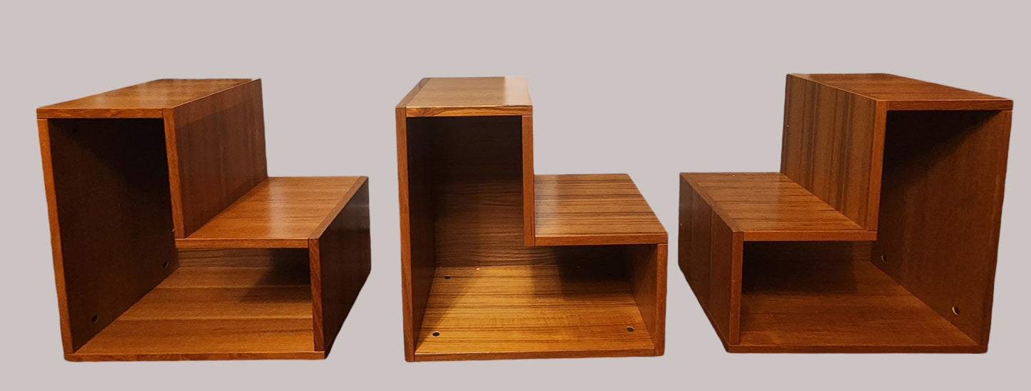 RESTORED Danish Mid Century Modern Teak Modular Nesting Bookcases