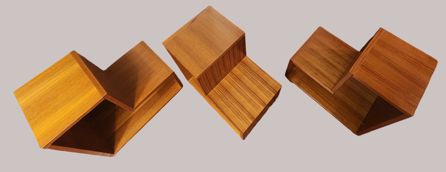 RESTORED Danish Mid Century Modern Teak Modular Nesting Bookcases