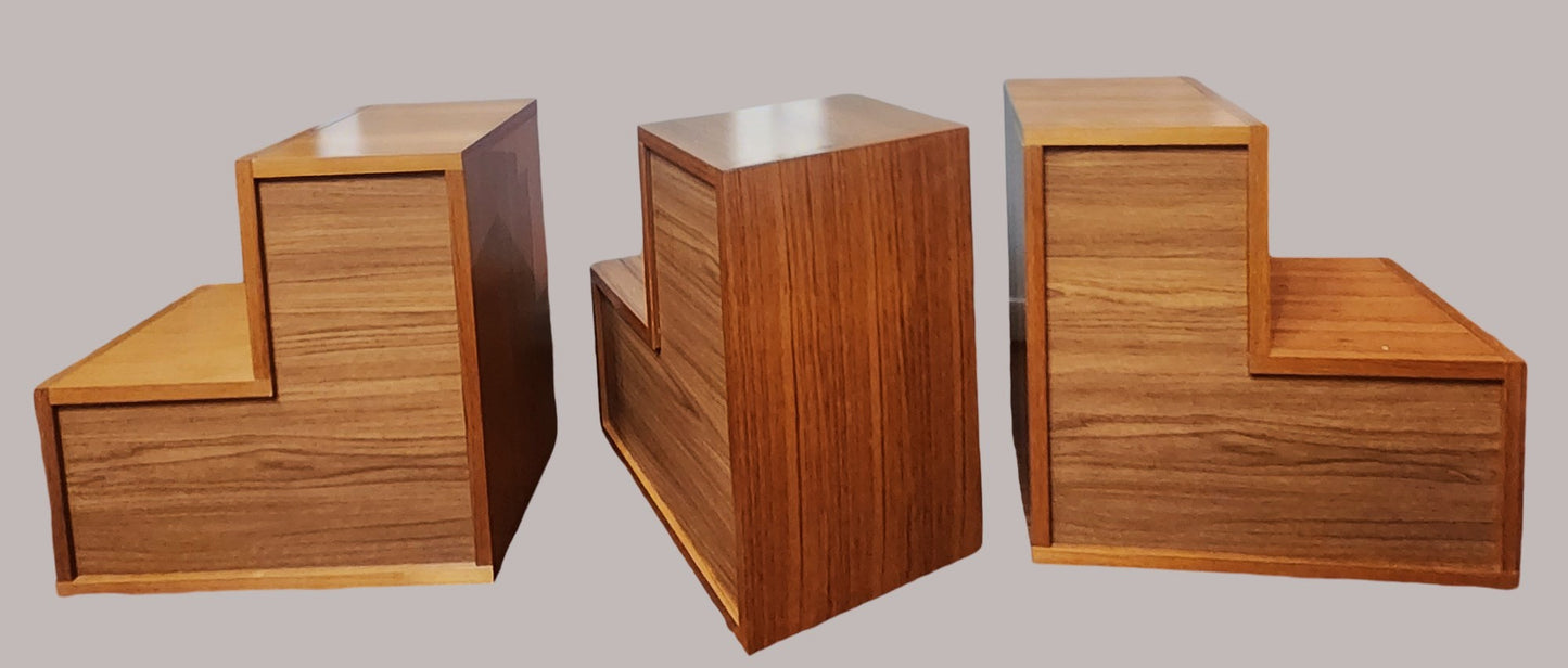 RESTORED Danish Mid Century Modern Teak Modular Nesting Bookcases