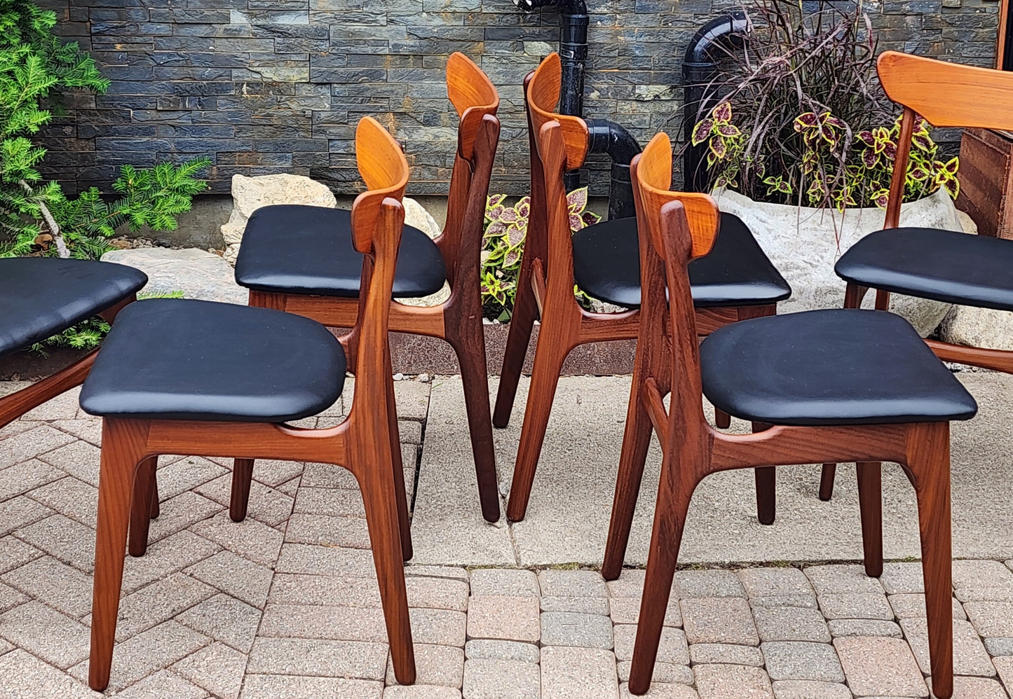 6 RESTORED REUPHOLSTERED Danish Mid Century Modern Teak Chairs by Schønning & Elgaard