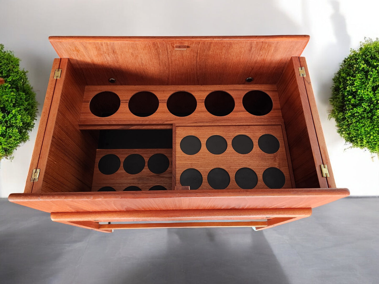 REFINISHED Danish Mid Century Modern Teak Folding Bar Cabinet by A.Hansen