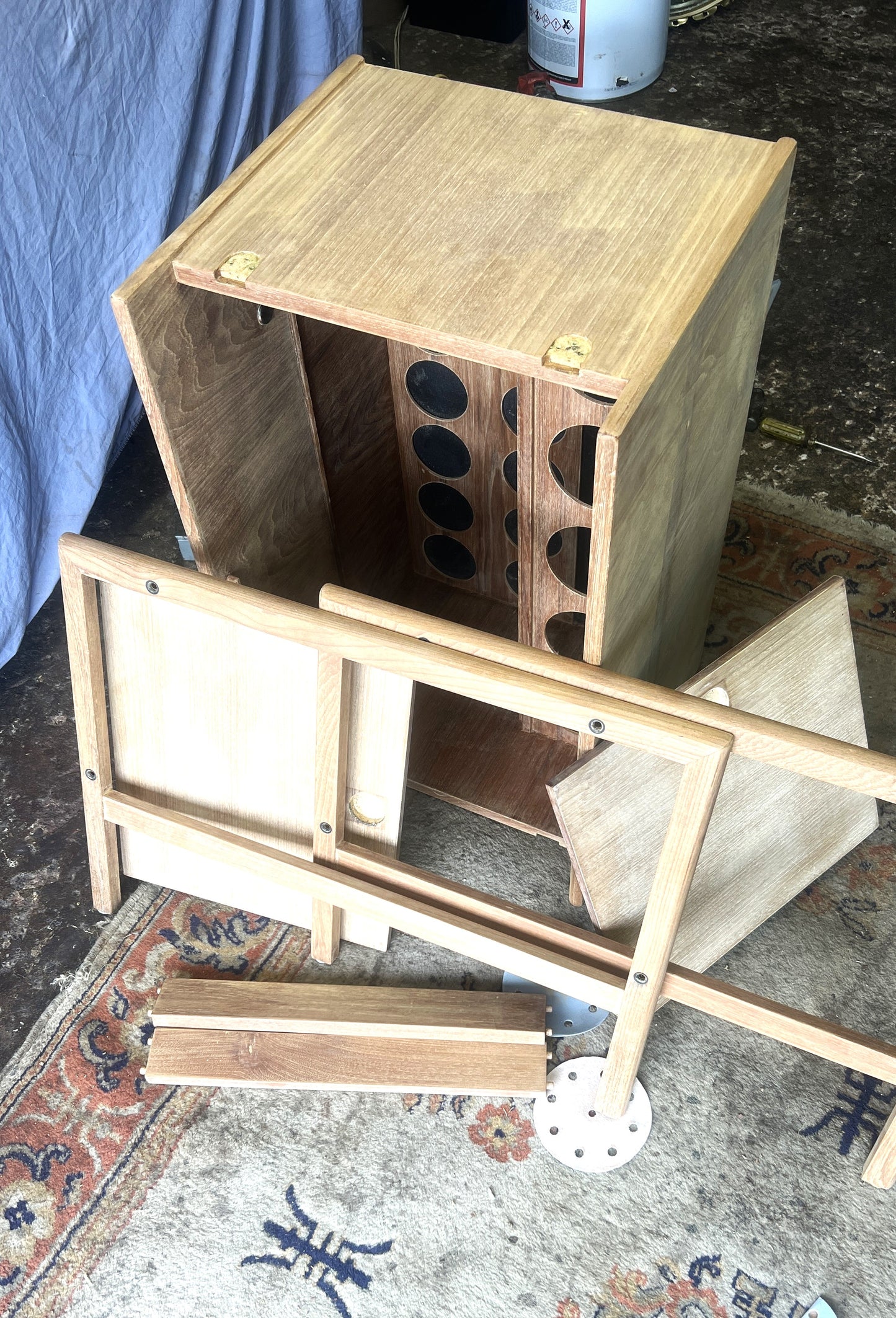REFINISHED Danish Mid Century Modern Teak Folding Bar Cabinet by A.Hansen