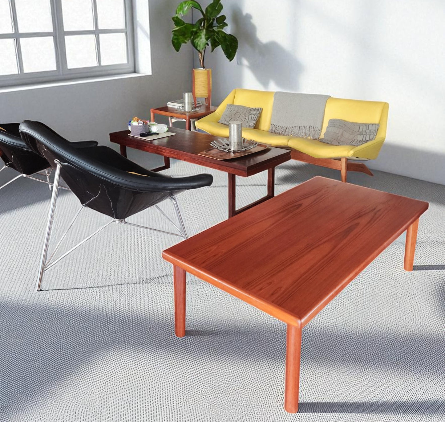 REFINISHED Danish Mid Century Modern Teak Coffee Table Large by Furbo