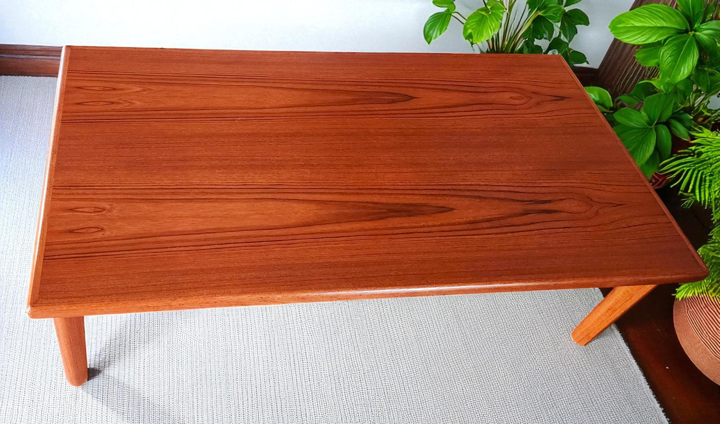 REFINISHED Danish Mid Century Modern Teak Coffee Table Large by Furbo