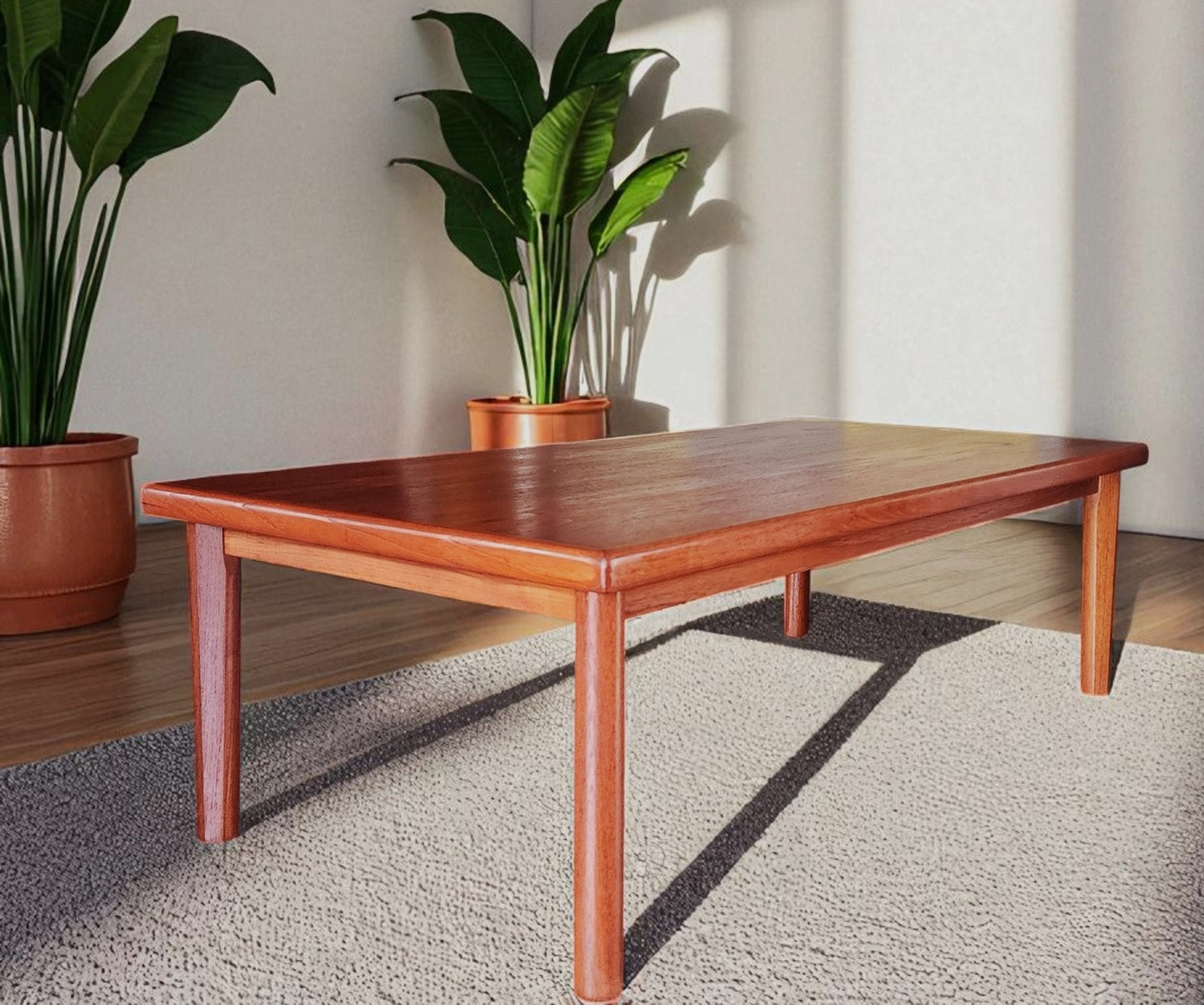REFINISHED Danish Mid Century Modern Teak Coffee Table Large by Furbo