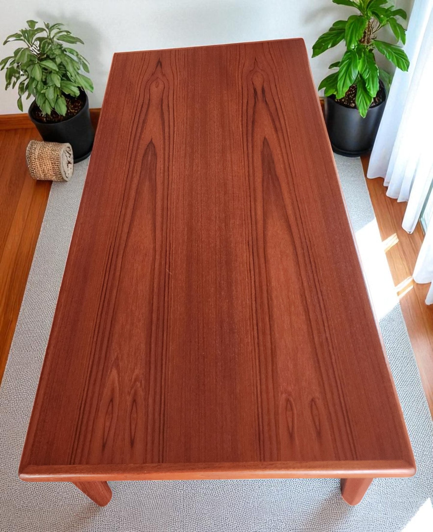 REFINISHED Danish Mid Century Modern Teak Coffee Table Large by Furbo