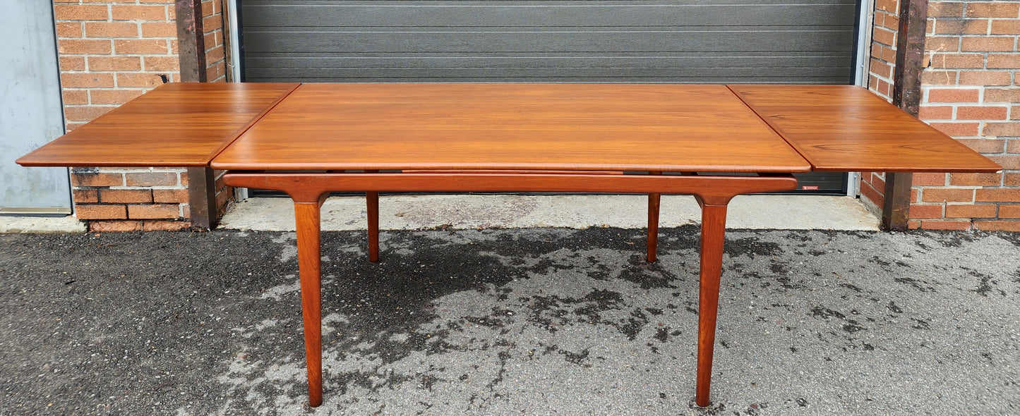 REFINISHED Danish MCM Teak Dining Table w 2 Leaves by Niels O. Moller, 63" - 102"