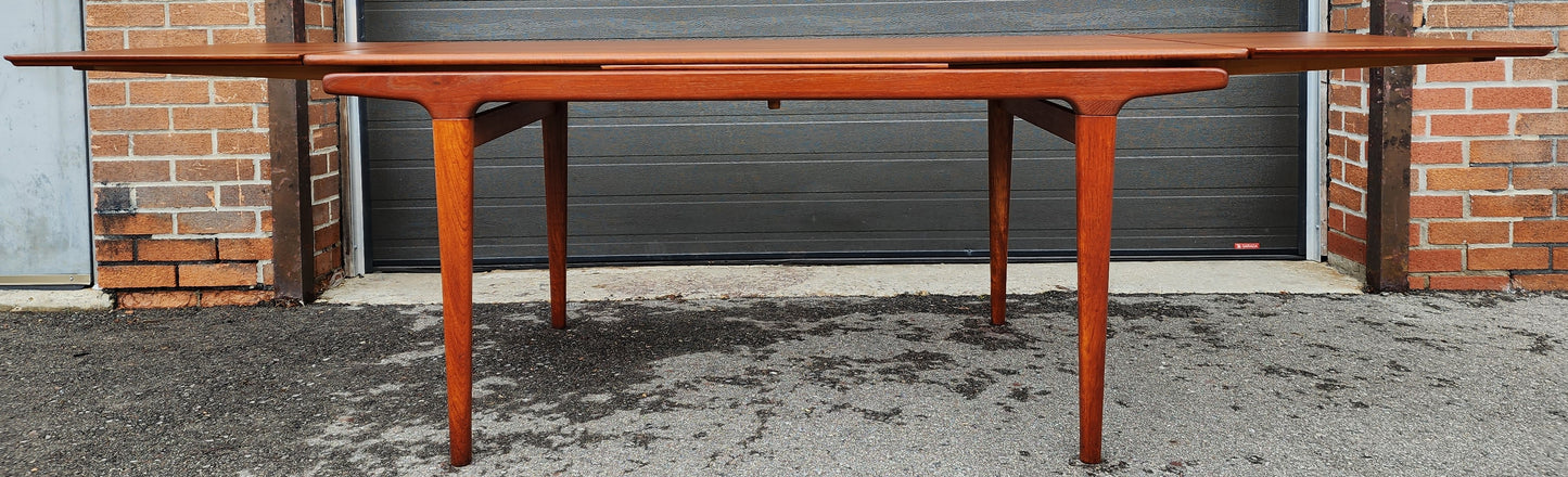 REFINISHED Danish MCM Teak Dining Table w 2 Leaves by Niels O. Moller, 63" - 102"