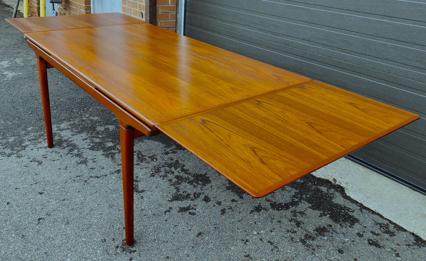 REFINISHED Danish MCM Teak Dining Table w 2 Leaves by Niels O. Moller, 63" - 102"
