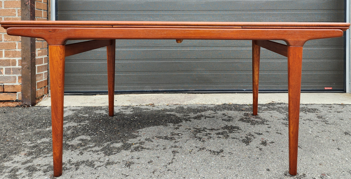 REFINISHED Danish MCM Teak Dining Table w 2 Leaves by Niels O. Moller, 63" - 102"