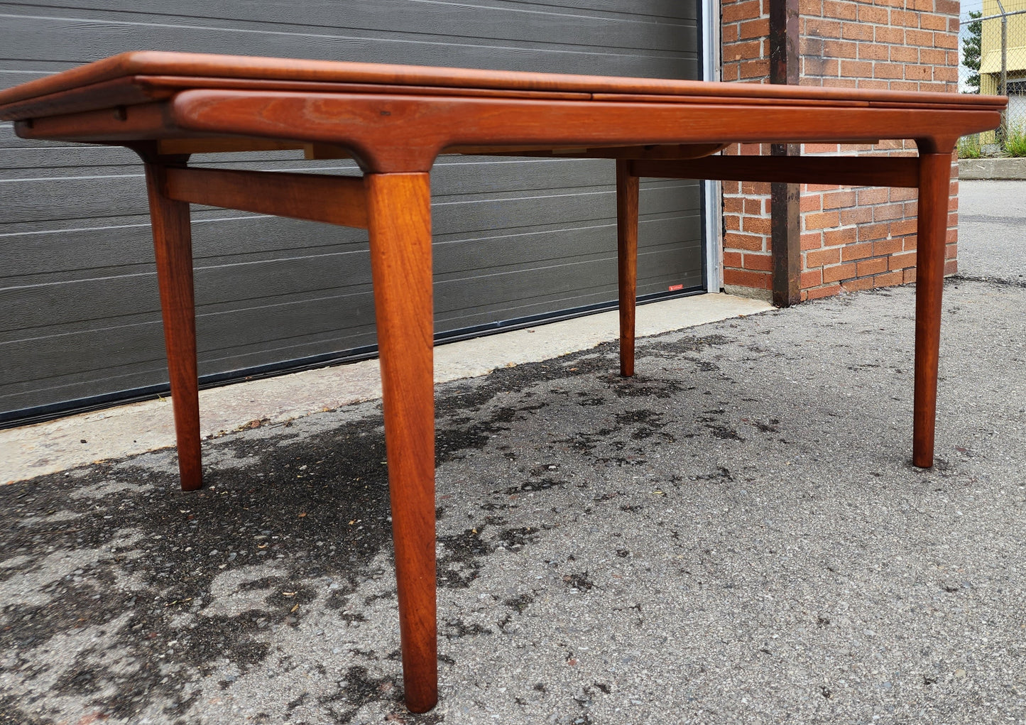 REFINISHED Danish MCM Teak Dining Table w 2 Leaves by Niels O. Moller, 63" - 102"