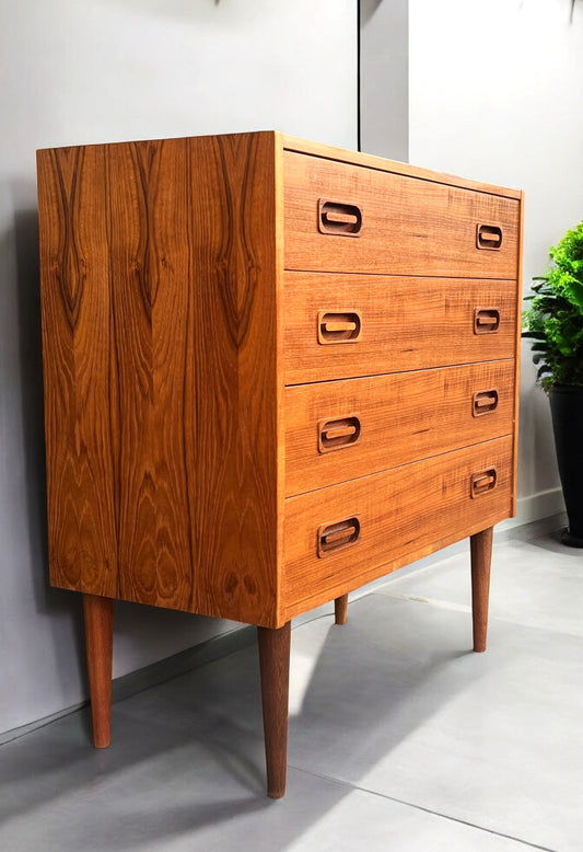 REFINISHED Danish Mid-Century Modern Teak Dresser w 4 drawers by Dyrlund