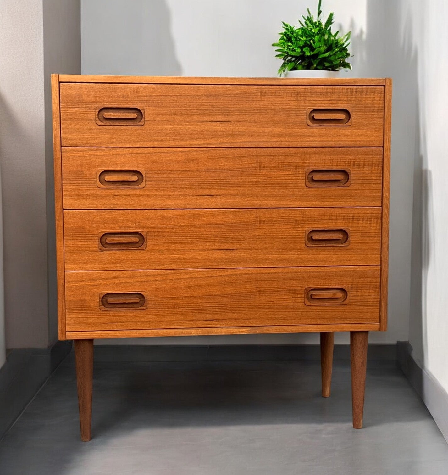 REFINISHED Danish Mid-Century Modern Teak Dresser w 4 drawers by Dyrlund