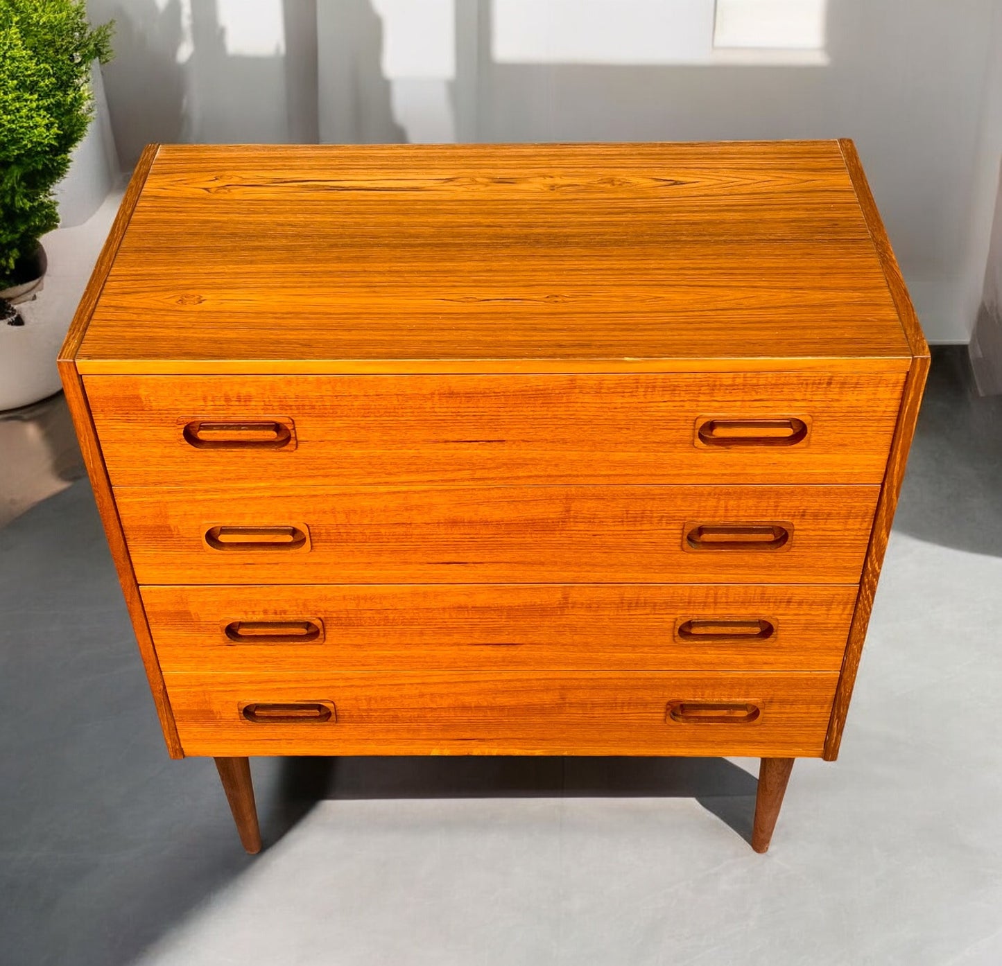 REFINISHED Danish Mid-Century Modern Teak Dresser w 4 drawers by Dyrlund