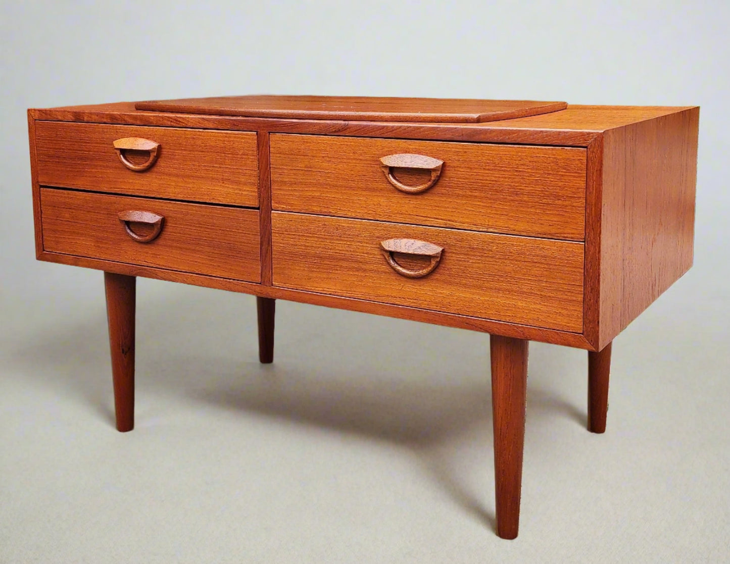 REFINISHED Danish Mid Century Modern Teak TV Console w Swivel Top by Kai Kristiansen