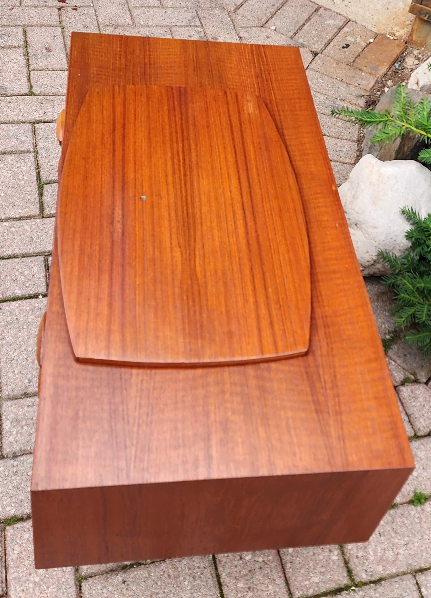 REFINISHED Danish Mid Century Modern Teak TV Console w Swivel Top by Kai Kristiansen