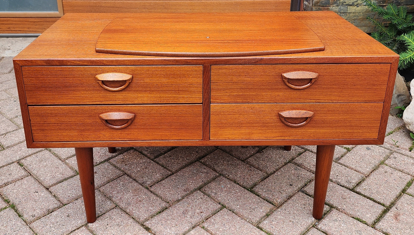 REFINISHED Danish Mid Century Modern Teak TV Console w Swivel Top by Kai Kristiansen