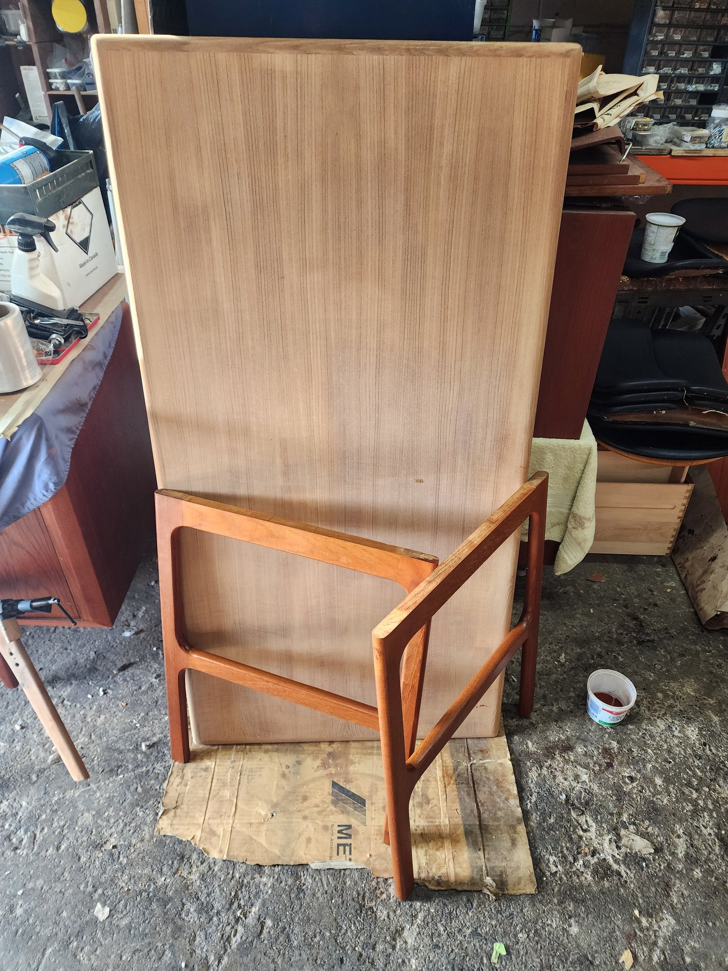REFINISHED Danish Mid Century Modern Teak Desk w Bookcase Back by Arne Vodder