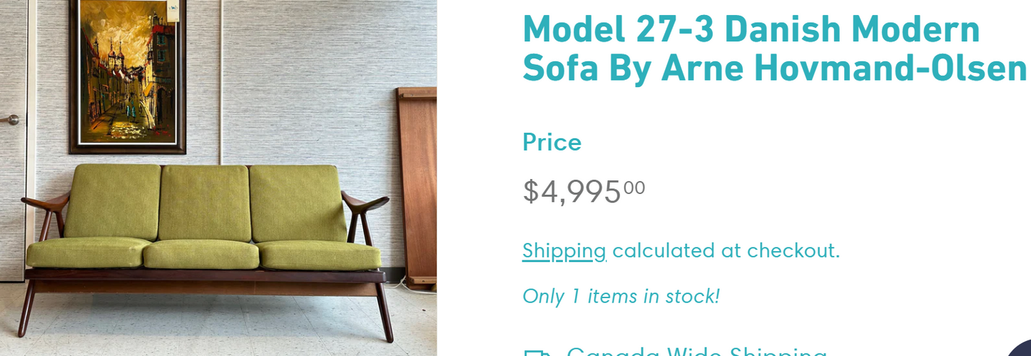 Will be REFINISHED REUPHOLSTERED Danish MCM Teak Sofa & Lounge Chair by Arne Hovmand-Olsen