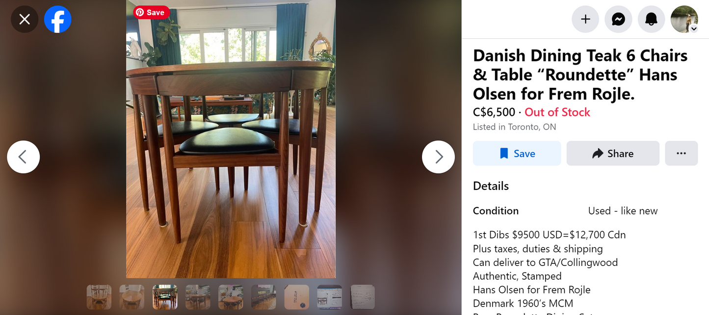 REFINISHED Danish MCM ROUNDETTE Teak Dining Table & 4 Chairs by Hans Olsen