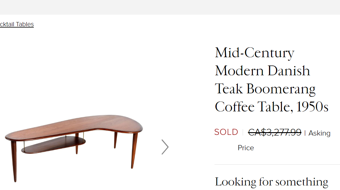 REFINISHED Mid Century Modern Coffee Table Free-Form Shaped