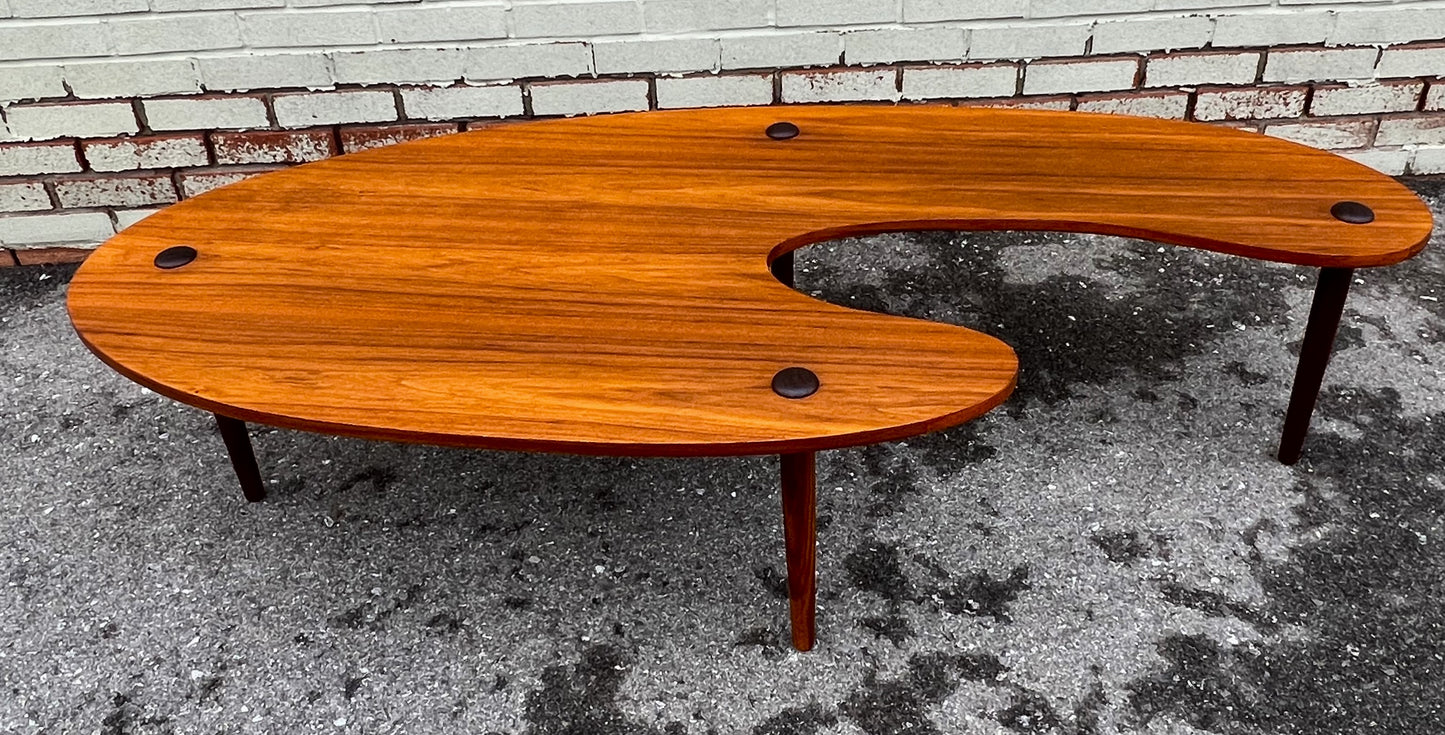 REFINISHED Mid Century Modern Coffee Table Free-Form Shaped