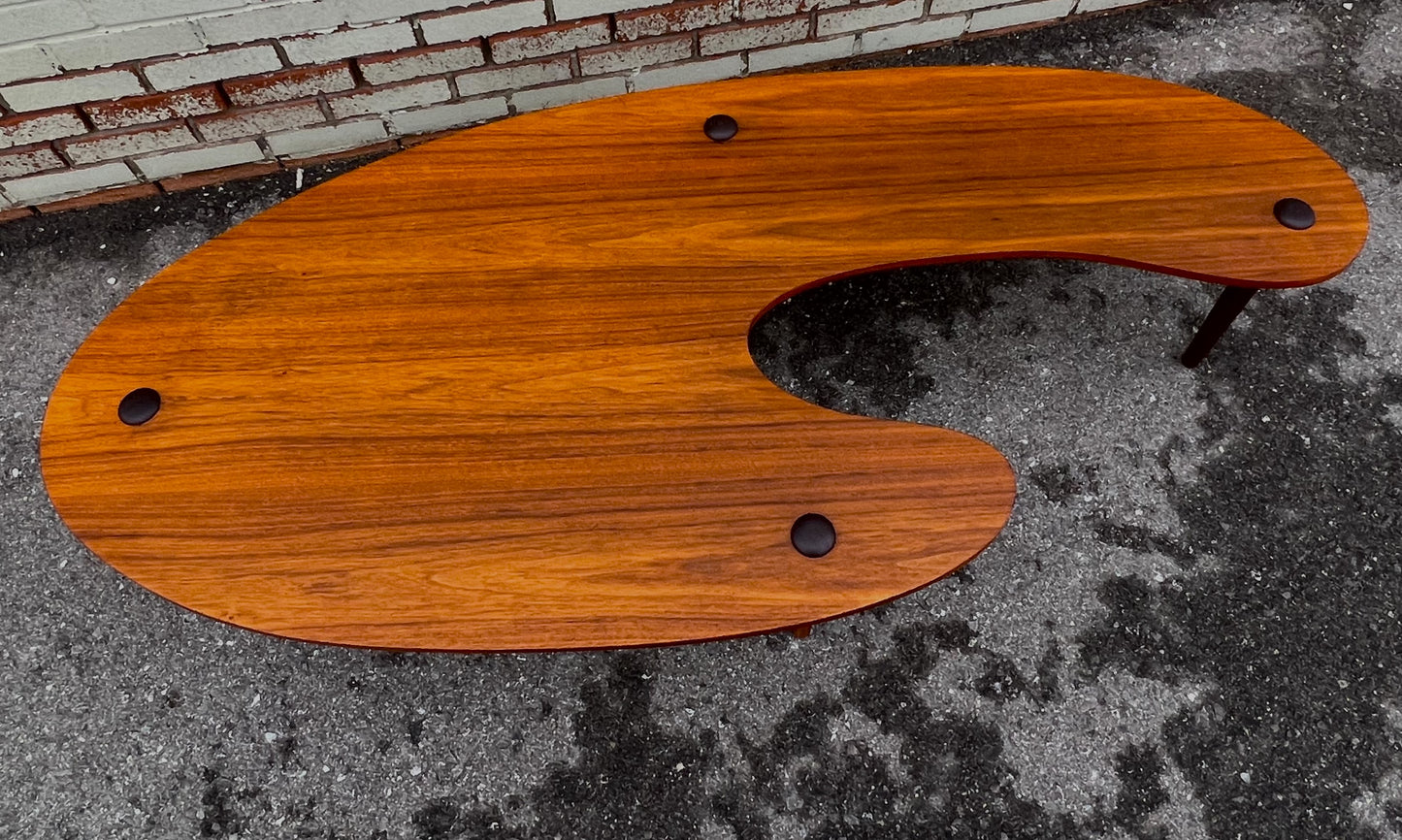 REFINISHED Mid Century Modern Coffee Table Free-Form Shaped