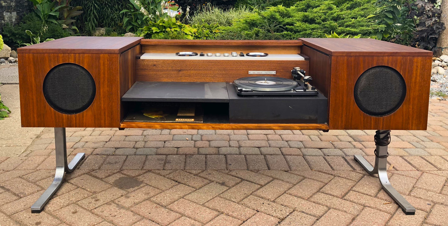 For rent***REFINISHED MCM Electrohome Circa 75 Model 701 Stereo Console Space Age Teak
