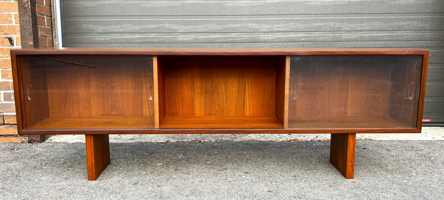 RESTORED Mid Century Modern Teak Bookcase Display TV Media Console 72"