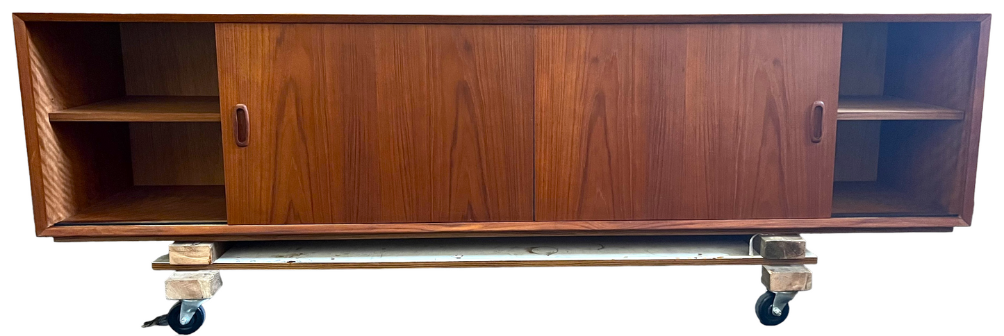 REFINISHED Danish Mid Century Teak Sideboard Credenza Buffet 82"