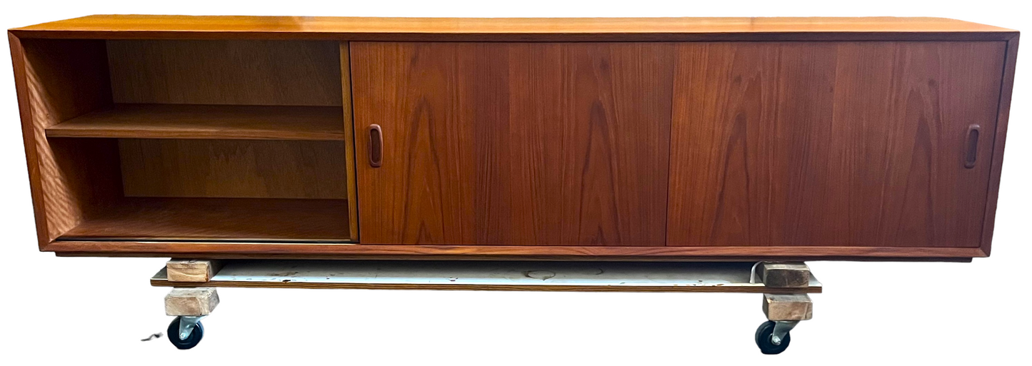 REFINISHED Danish Mid Century Teak Sideboard Credenza Buffet 82"