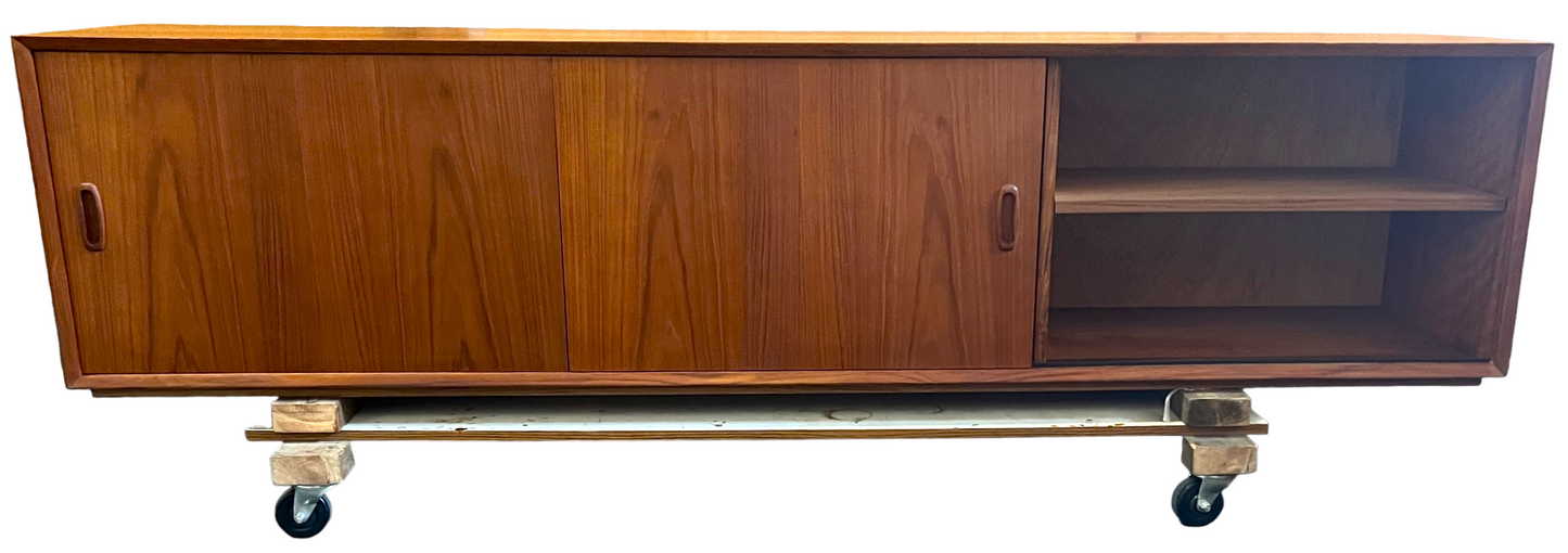 REFINISHED Danish Mid Century Teak Sideboard Credenza Buffet 82"